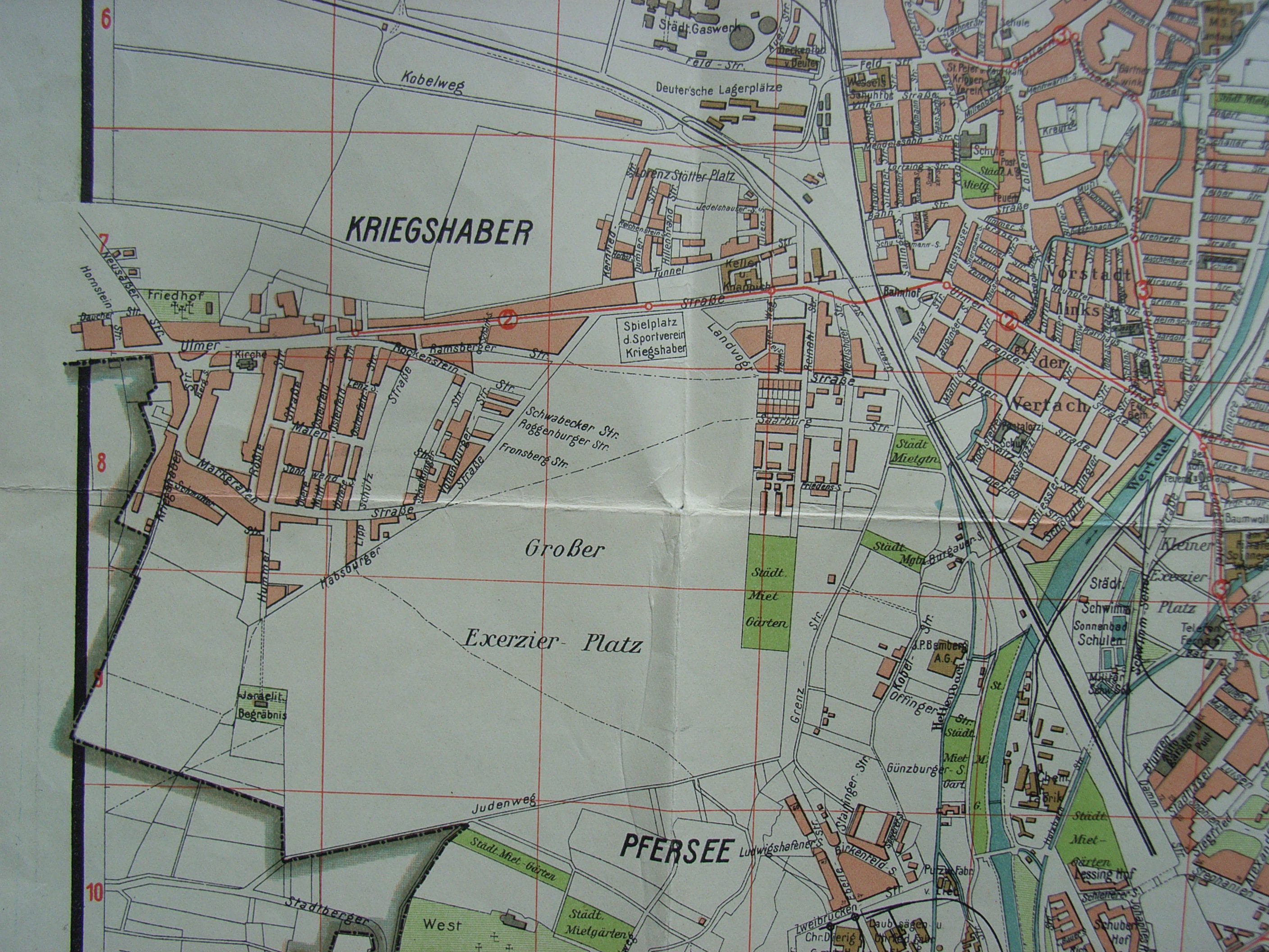 Stadtplan von Augsburg 1934: speziell Kriegshaber