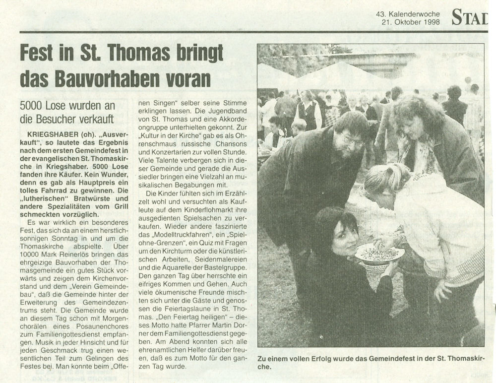 Gemeindefest St. Thomas für Bau des Gemeindezentrums